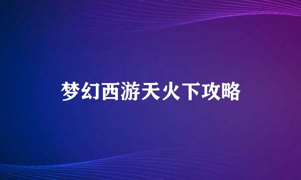 梦幻西游天火下攻略