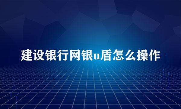 建设银行网银u盾怎么操作