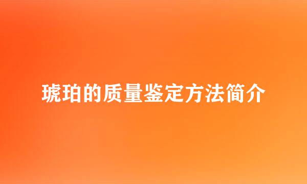 琥珀的质量鉴定方法简介