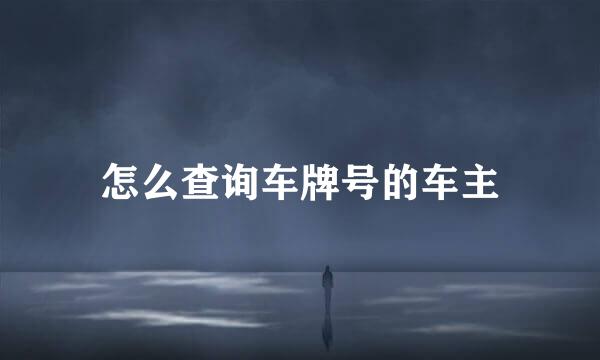 怎么查询车牌号的车主