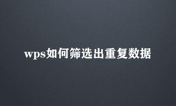 wps如何筛选出重复数据