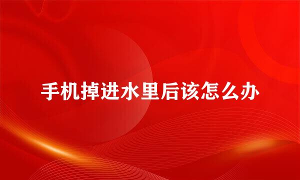 手机掉进水里后该怎么办