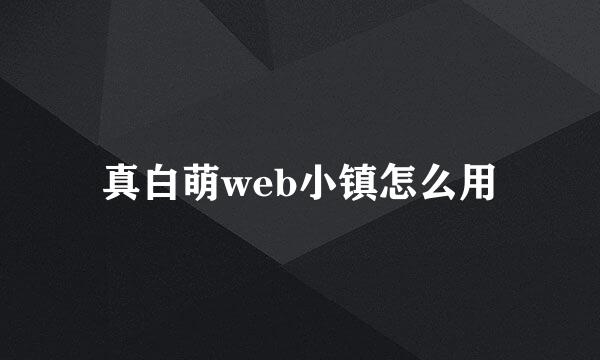 真白萌web小镇怎么用