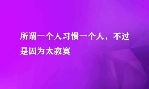 所谓一个人习惯一个人，不过是因为太寂寞