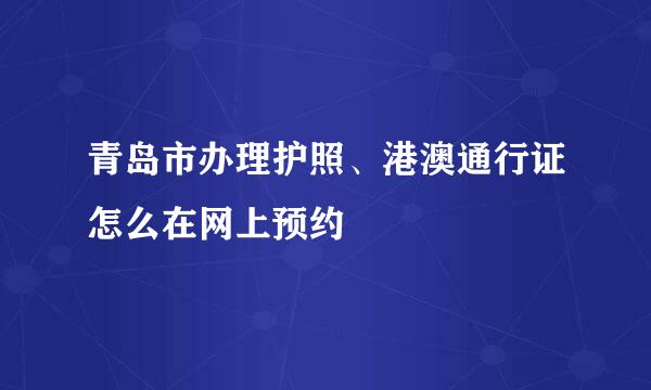 青岛市办理护照、港澳通行证怎么在网上预约