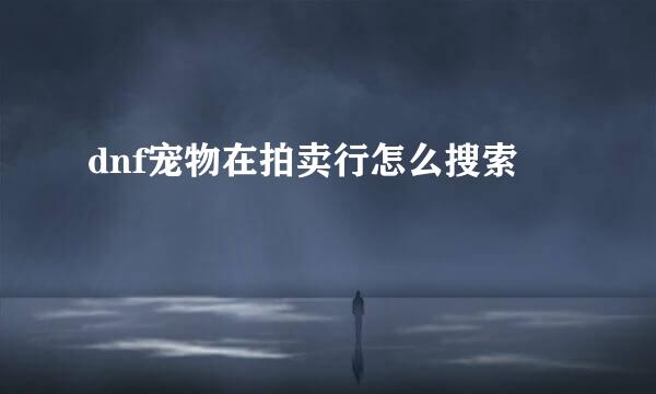 dnf宠物在拍卖行怎么搜索