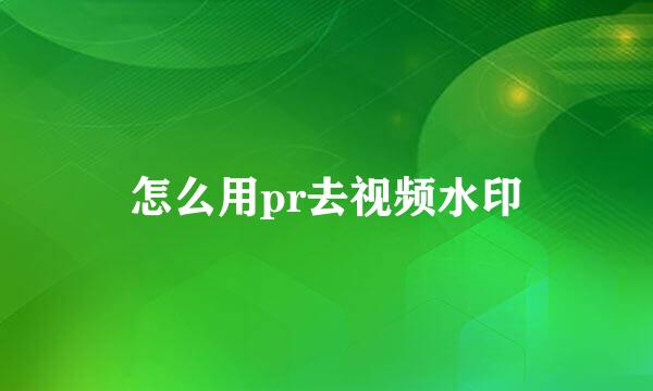 怎么用pr去视频水印
