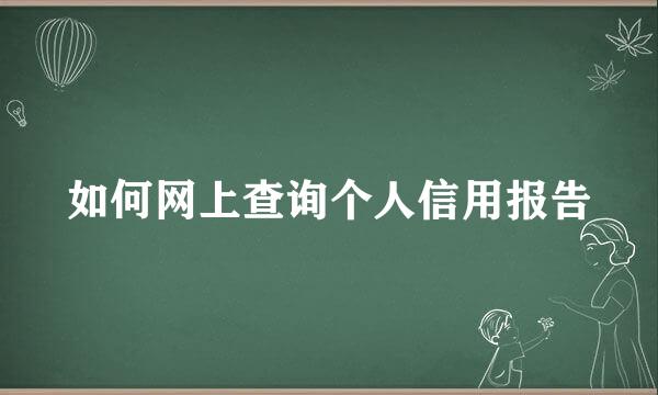 如何网上查询个人信用报告