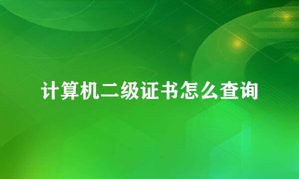 计算机二级证书怎么查询