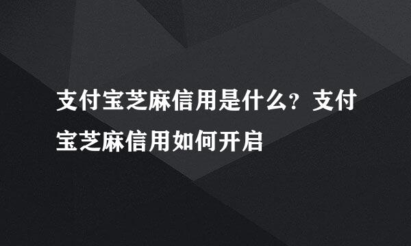 支付宝芝麻信用是什么？支付宝芝麻信用如何开启