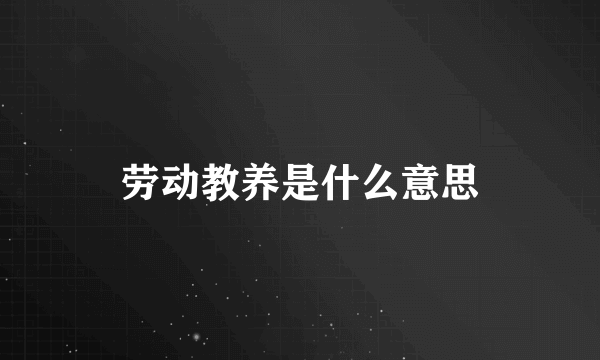 劳动教养是什么意思