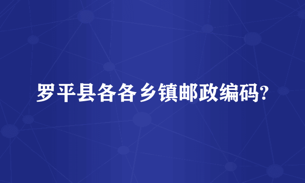 罗平县各各乡镇邮政编码?