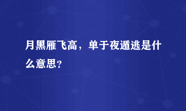 月黑雁飞高，单于夜遁逃是什么意思？