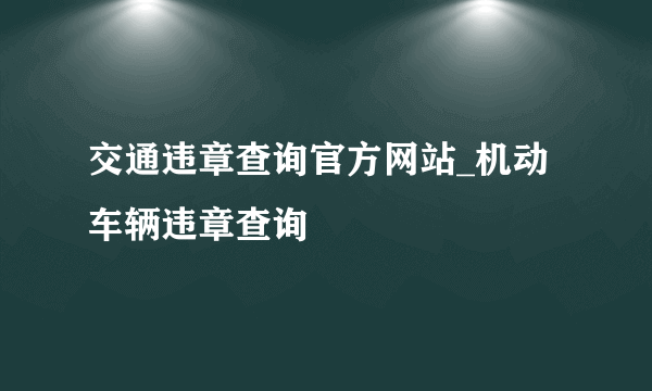 交通违章查询官方网站_机动车辆违章查询