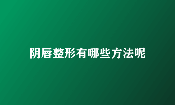 阴唇整形有哪些方法呢