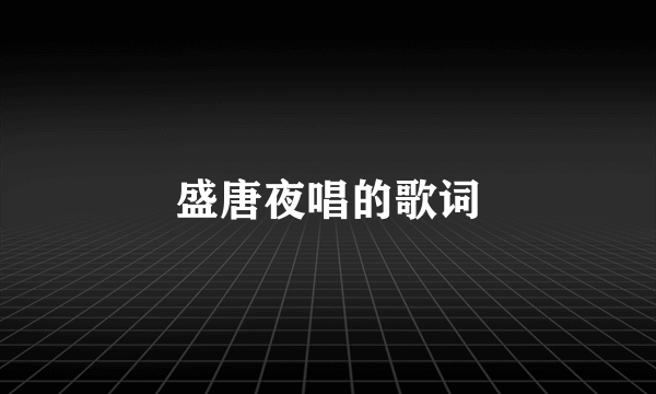 盛唐夜唱的歌词