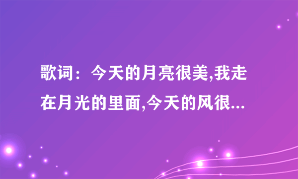 歌词：今天的月亮很美,我走在月光的里面,今天的风很温柔,仿佛就像你在我身边，请问谁知道是哪首歌曲？谢谢!