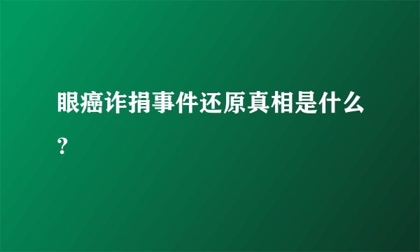 眼癌诈捐事件还原真相是什么？