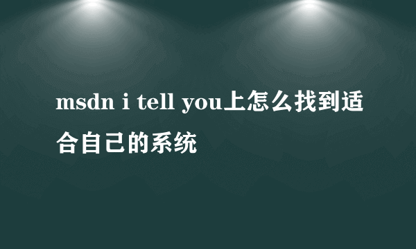 msdn i tell you上怎么找到适合自己的系统