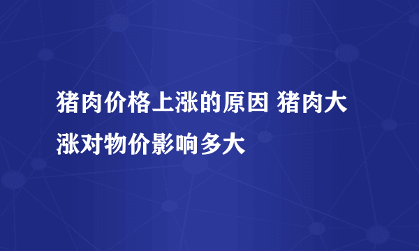 猪肉价格上涨的原因 猪肉大涨对物价影响多大
