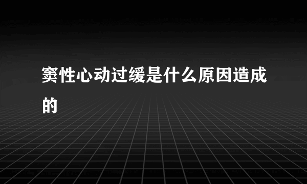 窦性心动过缓是什么原因造成的