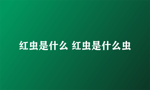 红虫是什么 红虫是什么虫