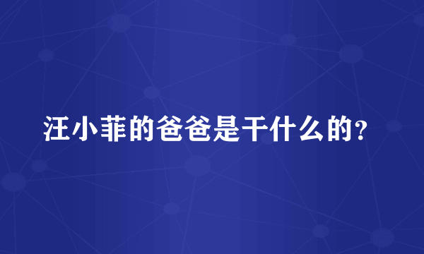 汪小菲的爸爸是干什么的？