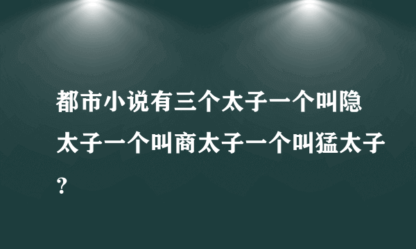 都市小说有三个太子一个叫隐太子一个叫商太子一个叫猛太子？