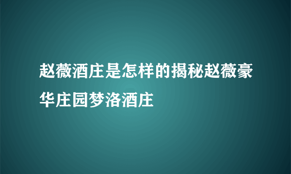 赵薇酒庄是怎样的揭秘赵薇豪华庄园梦洛酒庄