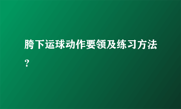 胯下运球动作要领及练习方法？