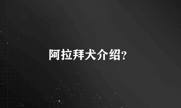 阿拉拜犬介绍？