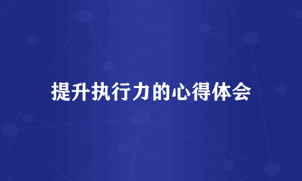 提升执行力的心得体会