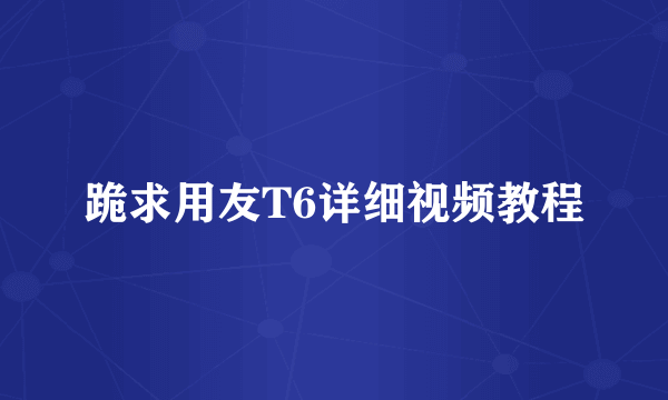 跪求用友T6详细视频教程