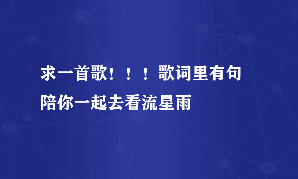 求一首歌！！！歌词里有句 陪你一起去看流星雨