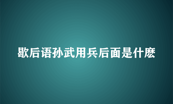 歇后语孙武用兵后面是什麽