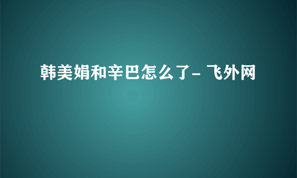 韩美娟和辛巴怎么了- 飞外网