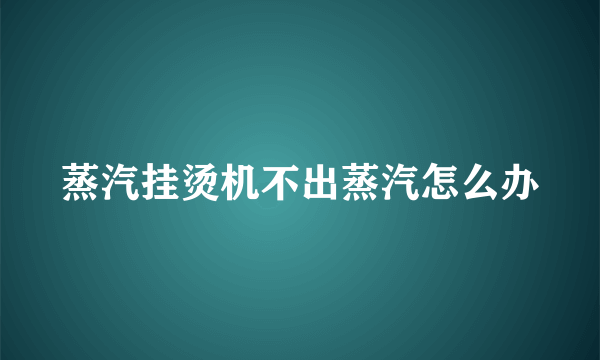 蒸汽挂烫机不出蒸汽怎么办