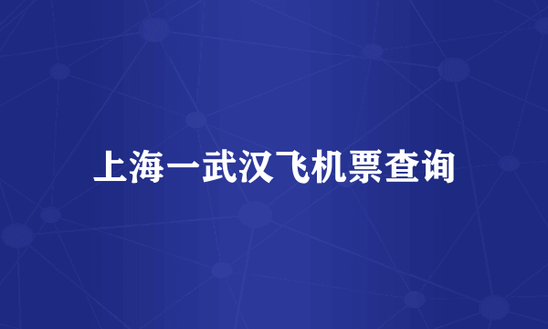 上海一武汉飞机票查询