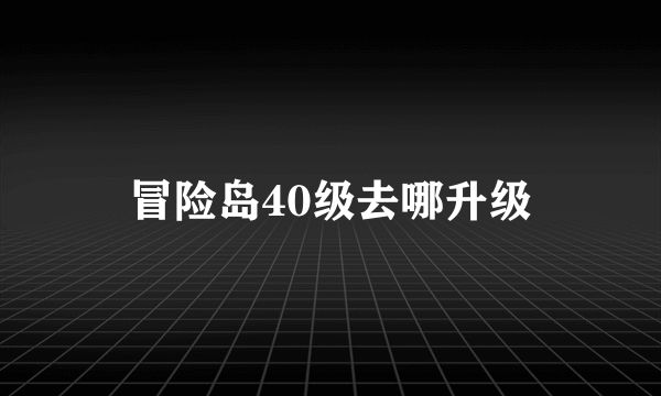 冒险岛40级去哪升级