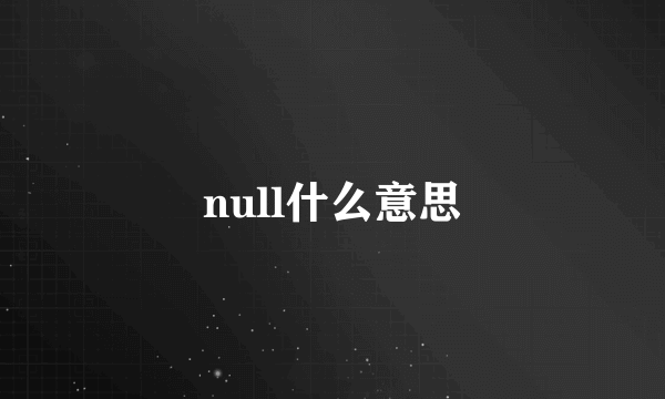 null什么意思