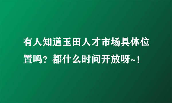 有人知道玉田人才市场具体位置吗？都什么时间开放呀~！