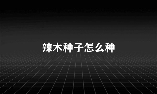 辣木种子怎么种