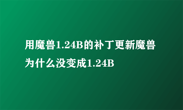用魔兽1.24B的补丁更新魔兽为什么没变成1.24B