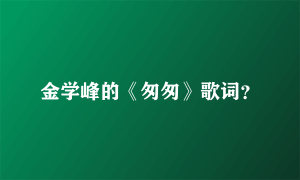 金学峰的《匆匆》歌词？