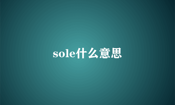 sole什么意思