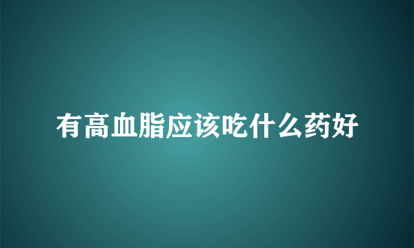 有高血脂应该吃什么药好