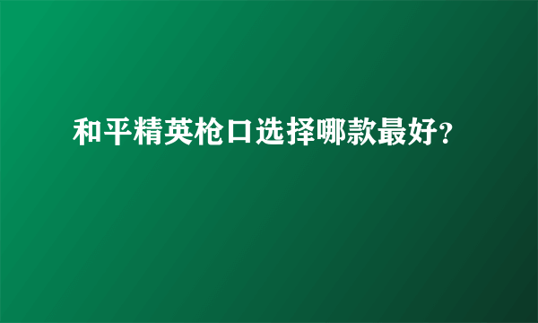 和平精英枪口选择哪款最好？