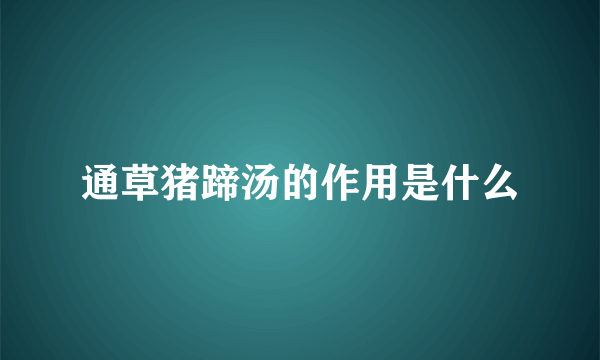 通草猪蹄汤的作用是什么