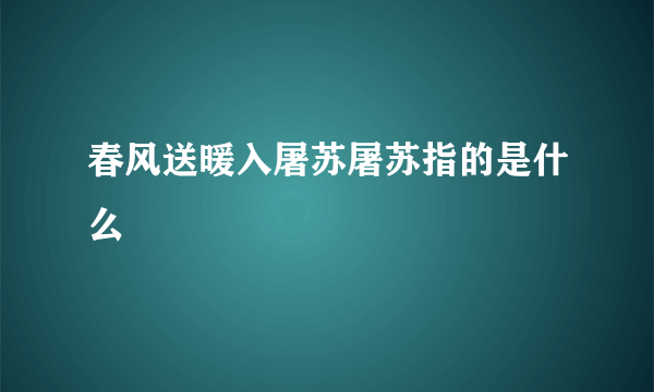 春风送暖入屠苏屠苏指的是什么