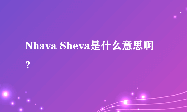 Nhava Sheva是什么意思啊？